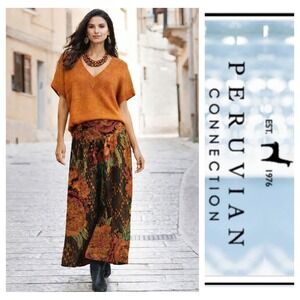 Peruvian Connection Orange Ombre Pima Cotton Knit Oversized Boxy Sweater M/L